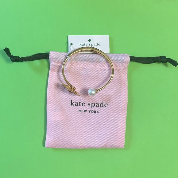 Kate Spade "Rooftop Garden" Open Hinged Bangle - Fresh Pearl - Picture 4 of 7